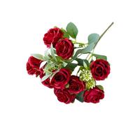 Wilitto Artificial Flowers Decoration All-weather Flower Rose Branch with Stem Realistic Reusable Wedding Party Bridal Bouquet Floral Arrangement Indoor Red