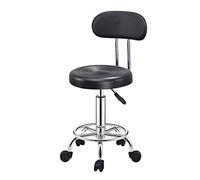 Wilitto Bar Stools,Height Adjustable 45-57 cm High Backrest Dining Chairs Vintage Farmhouse Kitchen Breakfast Cafe Stool-with Backrest Rolling Swivel Round Makeup Chair Furniture Black