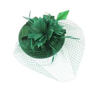 Wilitto Bridal Headwear Breathable Gift Lightweight Faux Feather Flower Mesh Shape Party Headgear Photograph Props Green