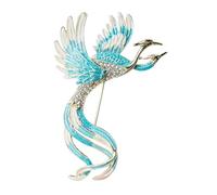 Wilitto Bride Brooch Women's Phoenix Rhinestone Retro Chinese Style Enamel Pin for Bag Coat Collar Hat Scarf Party Prom Garment Blue