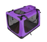 Wilitto Collapsible Dog Crate,37x25x25 Travel Dog Crate Folding Pet Crate with Breathable Mesh Door Window, Portable Indoor Outdoor Travel Collapsible Pet Cage,Dog Cat Kennel with Zipper Pocket Purple