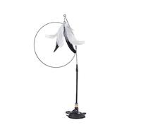 Wilitto Colorful Feather-shaped Cat Toy Comfortable Handle Interactive Fluffy Feather Kitten Play with Detachable Teaser Wand Sucker Base Funny Stick for Black