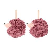Wilitto Cute Hedgehogs Fluff Chenille Hanging Coral Velvet Towel for Bathroom Kitchen, Microfiber Quick Dry Super Absorbent Hand Towel Ball with Hanging Loop, Bathroom Kitchen Towel Brick Red