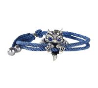 Wilitto Cute Silver Dragon Bracelet,Adjustable Silver Dragon Bracelet Animal Jewelry,Creative Dragon Bead Lucky Charm Bracelet,Trendy Bracelet Hip-Hop Wrist Accessory Unisex Bangle Blue