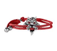 Wilitto Cute Silver Dragon Bracelet,Adjustable Silver Dragon Bracelet Animal Jewelry,Creative Dragon Bead Lucky Charm Bracelet,Trendy Bracelet Hip-Hop Wrist Accessory Unisex Bangle Red