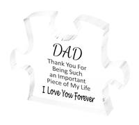 Wilitto Dad Decoration Acrylic Sign Thank Dad Puzzle Home Office Desktop Ornament Father's Day Birthday Festival Gift B
