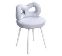 Wilitto Desk Chair-Vanity Chair with Back for Bedroom Dressing Chairs with Bow-knot Backrest, High Stability Armless Upholstered Chairs, No Wheels Small Stool with Cute Bow Backrest Blue