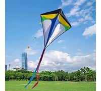 Wilitto Diamond Kite, Easy Installation, Best Kite for Beginner, Rainbow, Polyester