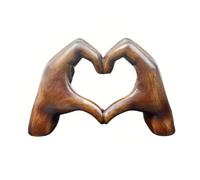 Wilitto Double Hand Sculpture Desktop Heart Figurine Resin Statue for Home Office Decoration Heart-shaped Gesture Ornament Perfect Christmas A