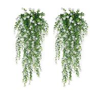 Wilitto Easy-care Artificial Plants Realistic Fake Flowers Uv Resistant Flower Vine for Indoor/outdoor Decor Lifelike Faux Floral Home Wedding Garden Yard White 1pc