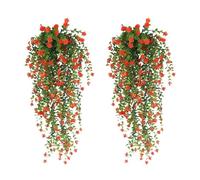 Wilitto Easy-care Artificial Plants Realistic Fake Flowers Uv Resistant Flower Vine for Indoor/outdoor Decor Lifelike Faux Floral Home Wedding Garden Yard Orange 2pcs