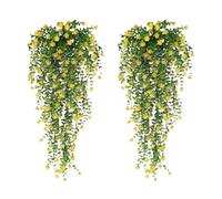 Wilitto Easy-care Artificial Plants Realistic Fake Flowers Uv Resistant Flower Vine for Indoor/outdoor Decor Lifelike Faux Floral Home Wedding Garden Yard Yellow 1pc