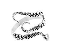 Wilitto Exaggerated Octopus Accessory Retro Jewelry Unisex Open Ring Tentacles Adjustable Punk Style Polished Knuckle Party Club Finger Silver