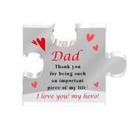 Wilitto Father Day Decoration Table Dad Decoration Acrylic Dad Decoration Thank Dad Puzzle Home Office Desktop Ornament Father's Day Birthday Festival Gift D