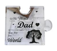 Wilitto Father Day Decoration Table Dad Decoration Acrylic Dad Decoration Thank Dad Puzzle Home Office Desktop Ornament Father's Day Birthday Festival Gift C