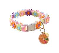 Wilitto Flower Pattern Pet Collar Pendant Bell Decoration Adjustable Cat with Soft Lightweight Fashionable Kitten Accessory for Daily Wear Fruit