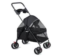Wilitto Folding Pet Stroller - Cat & Dog Carrier for Small & Medium Pets - Black