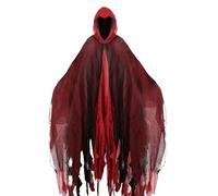 Wilitto Halloween Hooded Cloak,Unisex Halloween Witch Wizard Raven Cosplays Costume Ghost Cosplay Scream Costumes for Costume Party Cosplay Red One Size