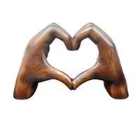 Wilitto Heart-shaped Gesture Sculpture Love Heart Hand Figure Figurine Resin Statue for Home Office Desktop Decoration Christmas Wooden Color
