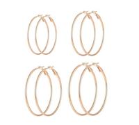 Wilitto Hoop Earrings Set Lady 4 Pairs Women Ear Different Sizes Circle Polished Electroplated Decoration Jewelry Club Party Hanging Rose Gold