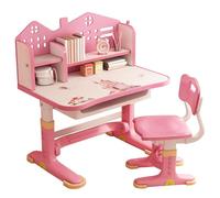 Wilitto Kids Table and Chair Set,Height-Adjustable Table and Chairs for Toddlers Children's Study Table Chair Kids Desk Children School Study Desk with Drawers & Footrest for Girls Boys Pink