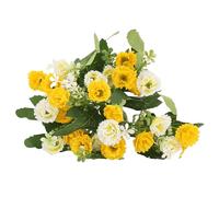 Wilitto Lifelike Artificial Flowers Carnation 25 Heads with Leaf Fake Plants Blossom Silk Flower for Outdoor Wedding Home Yellow