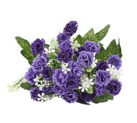 Wilitto Lifelike Artificial Flowers Carnation 25 Heads with Leaf Fake Plants Blossom Silk Flower for Outdoor Wedding Home Blue