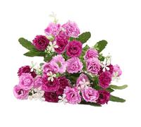 Wilitto Lifelike Artificial Flowers Carnation 25 Heads with Leaf Fake Plants Blossom Silk Flower for Outdoor Wedding Home Purple
