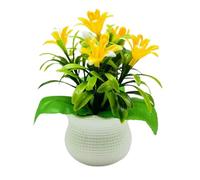 Wilitto Lifelike Artificial Flowers Desktop Faux Orchids Potted Plants Orchid Flower Head Home Office Table Centerpiece Wedding Floral Bonsai Indoor Outdoor Yellow