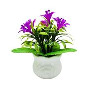 Wilitto Lifelike Artificial Flowers Desktop Faux Orchids Potted Plants Orchid Flower Head Home Office Table Centerpiece Wedding Floral Bonsai Indoor Outdoor Purple
