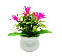 Wilitto Lifelike Artificial Flowers Desktop Faux Orchids Potted Plants Orchid Flower Head Home Office Table Centerpiece Wedding Floral Bonsai Indoor Outdoor Pink