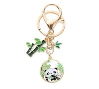 Wilitto Metal Keychain New Year Panda Bamboo Wreath Pendant Polished Lobster Clip Lightweight Shoulder Bag Schoolbag Decoration Keyring A