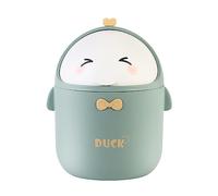 Wilitto Mini Desktop Wastebasket,Flip Paper Bin, Cute Cartoon Duck Trash Can, Countertop Waste Bin, Cosmetic Garbage Bin for Dorm Vanity Bedroom Table-top Dressing Table Green