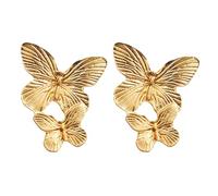 Wilitto Minimalist Style Earrings Classic Bohemian Dainty Gold Big Butterfly Leaf Irregular Spiral Fan Drop for Women B