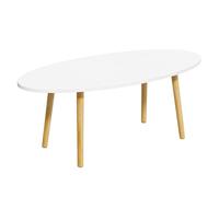 Wilitto Oval Coffee Table,Small Coffee Tables, Mid Century Modern Tea Table, Living Room Center Minimalist Display Coffee Tables with Oval Shape for Sitting on The Floor, Home, Office White 100cm