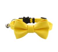 Wilitto Pet Collar with Bell Rust-proof Pet Collar Cat Collar Adjustable Faux Leather Bowtie Pet Collar with Copper Bell Yellow