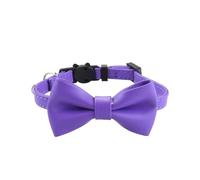 Wilitto Pet Collar with Bell Rust-proof Pet Collar Cat Collar Adjustable Faux Leather Bowtie Pet Collar with Copper Bell Purple
