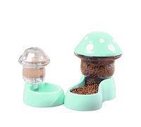 Wilitto Pets Auto Feeder, Automatic Dog Gravity Food Feeder, Cat Water Dispenser, Mushroom Shape Dog Cat Water Food Container, Pet Food Bowl for Small Medium Dog Pets Puppy Kitten Green