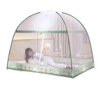 Wilitto Pop Up Mosquito Net for Bed Folding Mosquito Net Tent Double Door Bed Canopy Foldable Mosquito Camping Curtain Portable Travel King Size Mosquito Netting Princess Bed Tent Light Green