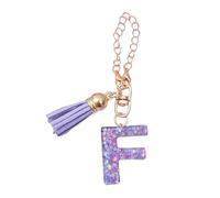 Wilitto Purple Tassel Keychain Resin Letter A-z Pendant Star Sequin Clear Initial Shape with Tumbler Charm Cup Bag F