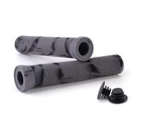 Wilitto Scooter Grips Bike Handlebar Grips with Bung Ends, Soft Rubber Flangeless Handlebar Grips Mountain Bike Handles Grips For Stunt Scooters, MTB, BMX Urban Bike, Tricycle, Wheel Chair Black Gray