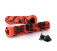 Wilitto Scooter Grips with Bung Ends, Soft Rubber Flangeless Handlebar Grips for Stunt Scooters, MTB, BMX, Urban Bike, Tricycle, Wheelchair - Orange
