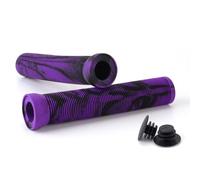 Wilitto Scooter Grips with Bung Ends, Soft Rubber Flangeless Handlebar Grips for Stunt Scooters, MTB, BMX, Urban Bike, Tricycle, Wheelchair - Purple