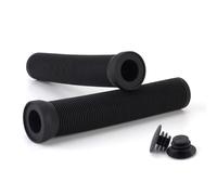 Wilitto Scooter Grips with Bung Ends, Soft Rubber Flangeless Handlebar Grips for Stunt Scooters, MTB, BMX, Urban Bike, Tricycle, Wheelchair - Black