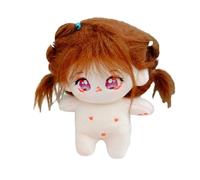 Wilitto Stuffed Doll Unfinished Plushies Colorful Hair Cute Big Eyes Anime Girl 10cm Naked Cotton No Attribute Plush Figure Toy Kids Girls Pretend Play Brown