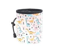 Wilitto Travel-friendly Pet Treat Bag Hands Holder Waterproof Snack with Elastic Drawstring Safety Clip Large Capacity Portable Dog Training Pocket for Dinosaur