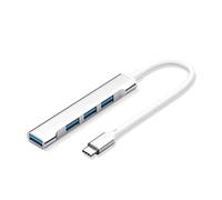 Wilitto USB 3.0 Hub, 4 in 1 USB Hub USB Splitter Adapter, Multi USB Port Expander, USB Expander for Laptop, High Speed Driver-free Fast Heat Dissipation Portable Type-C Docking Station Silver A