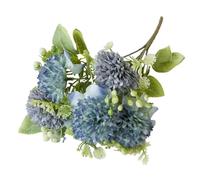 Wilitto Weatherproof Artificial Plants Indoor/outdoor Flowers Faux Ball Chrysanthemum Bouquet Lifelike Fake for Uv-resistant Maintenance-free Blue