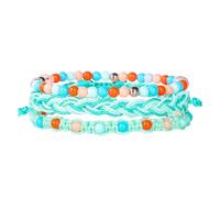 Wilitto Woven Bracelets Black Matte Agate Bracelet 3 Pcs/Set Set Spiritual Protection Stability Wax Line Braided Colorful Beaded Smooth Green