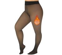 WiliW Fleece Lined Tights For Women, Fake Translucent Thermal Melanin Pantyhose, Plus Size Black Stretch Sheer Thick Tights UK Ladies Winter Warm Stocking